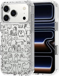 MOSNOVO for iPhone 17 Pro Case | Military Grade 6.6ft Drop Tested | Camera Control | Clear with Doodle Dog Design