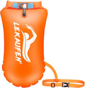 Swim Buoy for Open Water, 20L Swim Safety Float Waterproof Dry Bag for Swimmers Triathletes Kayakers Snorkelers, Swimming Pull Buoy for Safer Swim Training (Light Orange)