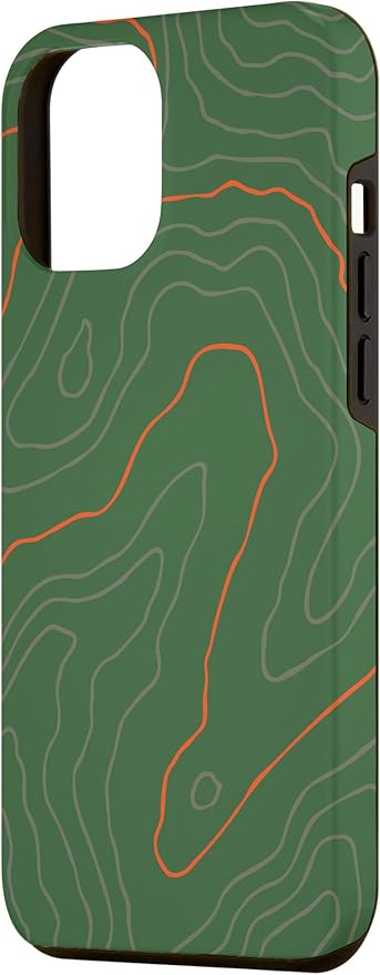 Backcountry Topo Guide Orange Lines Topographical Map Case for iPhone 12 Pro Max