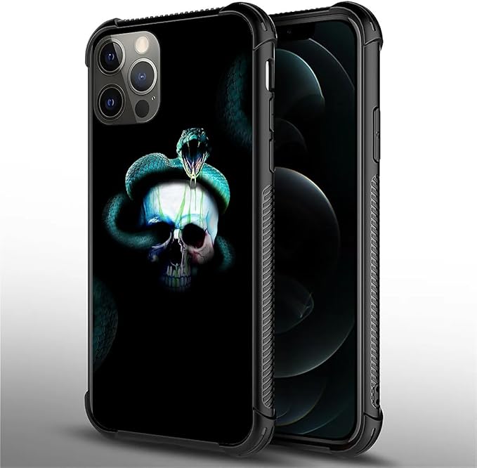 for iPhone 11 Pro Max Case, Skeleton Winding Snake Pattern Graphic Design Girl Boy Soft Silicone Hard Acrylic Shock Protection for iPhone 11 Pro Max