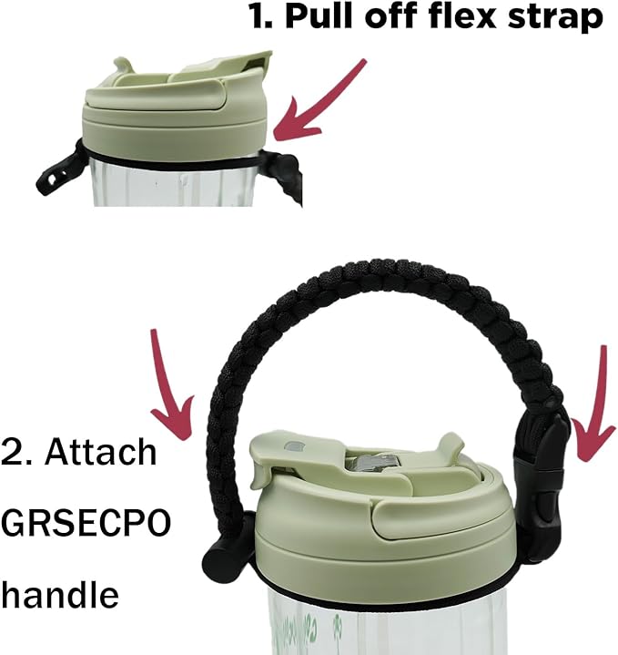 Water Bottle Handle Strap Paracord Handle Strap Cord with Carabiner Fits Wide Mouth Bottles 12oz to 64oz