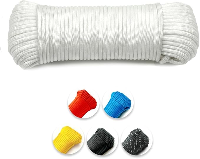High Tensile Paracord Type III Parachute Cord Reflective Paracord Rope Tactical Paracord for Camping, Survival, Gear Repair & DIY (White, 98 Ft)