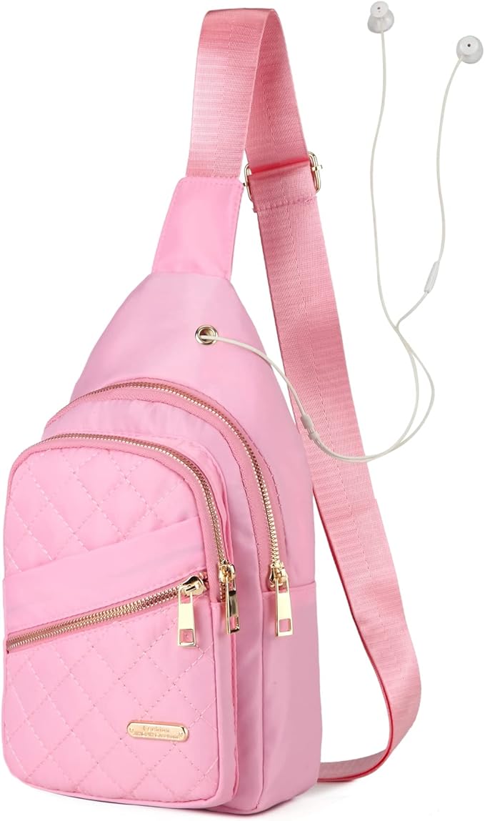 AOSTIHOT Crossbody Small Sling Backpack Sling Bag for Women, Chest Bag Daypack Crossbody for Travel Sport Running Hiking Pink