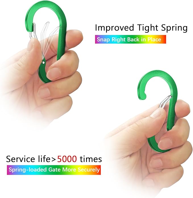 sprookber 2" Small Carabiner Clip, D Ring Caribeener, Spring Snap Hook for Keychain Multipurpose, Set of 20