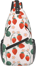 Strawberries Sling Bag For Women Men Fashion Strawberry Backpack Crossbody Shoulder Bag Sling Backpack Chest Bag Travel Hiking Casual Sport Daypack