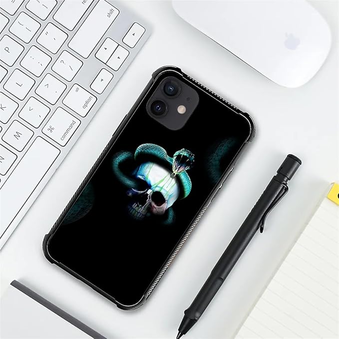 for iPhone 12/12 Pro Case, Skeleton Winding Snake Pattern Graphic Design Girl Boy Soft Silicone Hard Acrylic Shock Protection for iPhone 12/12 Pro
