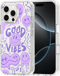 MOSNOVO Case for iPhone 16 Pro Max, [Buffertech 6.6ft Military-Grade Drop Protection] [Anti Peel Off Tech] Clear TPU Bumper Phone Case Cover Design - Good Vibes