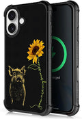 for iPhone 17 Case,for MagSafe Graphic Design for Girl Boy Soft Silicone Hard Acrylic Shock Protection Designed for iPhone 17 Pig Sunflower Yellow Sunshine Pattern