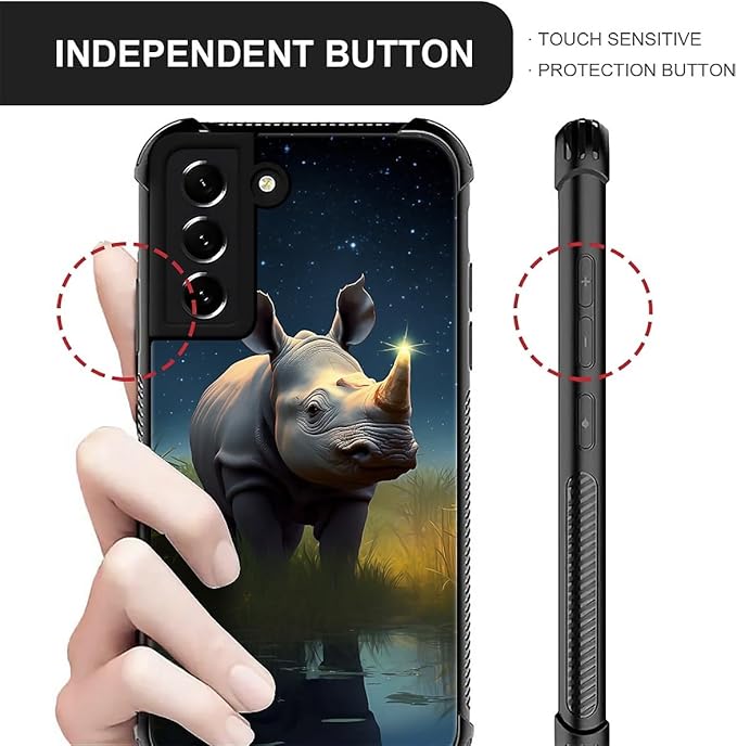 for Samsung Galaxy S22 Case, Rhino Water Marshes Pattern Graphic Design Girl Boy Soft Silicone Hard Acrylic Shock Protection for Samsung Galaxy S22