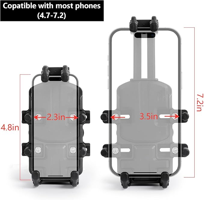 Universal Phone Mount Holder for Boat Motorcycle, with Vibration Dampener, Sun Shade, Aluminum Square Base & Medium Arm - Sunproof & Rainproof, Fits 4.7-7.2'' Smartphones