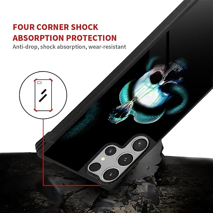 for Samsung Galaxy S26 Ultra Case,Graphic Design for Girl Boy Soft Silicone Hard Acrylic Shock Protection Designed for Samsung Galaxy S26 Ultra Skeleton Winding Snake Pattern