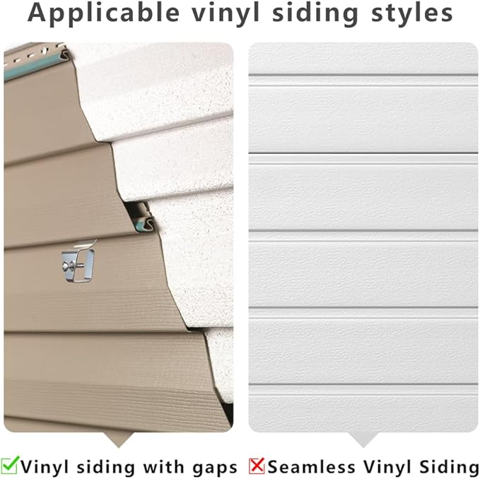 Hibezos 12 Pack Vinyl Siding Clip Hooks for All-New Outdoor Camera, No-Hole Needed Outdoor Siding Hanger Mounting for Home Security Camera, Vinyl Siding Mount (Set of 12)