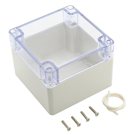 LeMotech ABS Plastic Junction Box Dustproof Waterproof IP65 Electrical Enclosure Box Universal Project Enclosure Grey with PC Transparent Clear Cover 4.7 x4.7 x3.5 inch(120 x 120 x 90 mm)