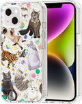 MOSNOVO for iPhone 13/14 Case | Military Grade 6.6ft Drop Tested | Clear with Space Cat Design
