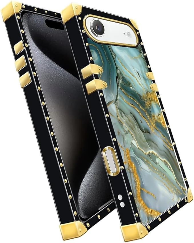 for iPhone 17 Air Case Luxury Golden Decoration for Girl Women Soft TPU Shockproof Protective Hard PC Back for iPhone 17 Air Crazy Pattern Golden Texture Marble Veining