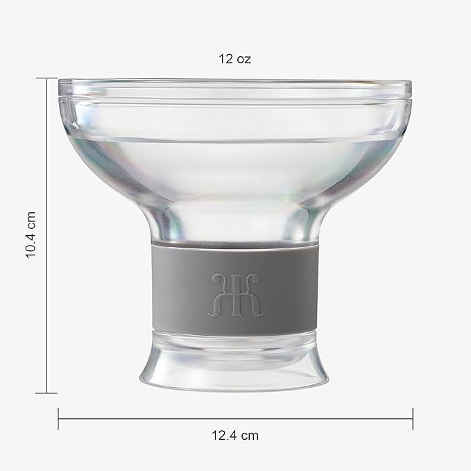 Frozen Margarita & Cocktail Chiller Glasses | Set of 2 | 12 OZ Unbreakable Tritan Acrylic, Double Wall Plastic Insulated Glass to Keep Your Drink Cool with Freeze Gel Glass, SiliconeHolder (12 OZ)