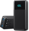 Portable Charger 60800mAh Power Bank with 3 Built-in Cable,25W PD USB C Power Bank Fast Phone Charging,QC4.0 Travel Outdoor Essential Portable Phone Battery Pack for iPhone 17/16/15/14,Galaxy Android