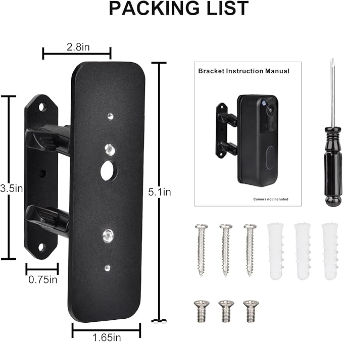 Blink Doorbell Camera Mount, Adjustable Angle Mount for Newest Model/Blink Video Doorbell/2nd Gen & Outdoor Camera Accessories. (Camera Not Included)