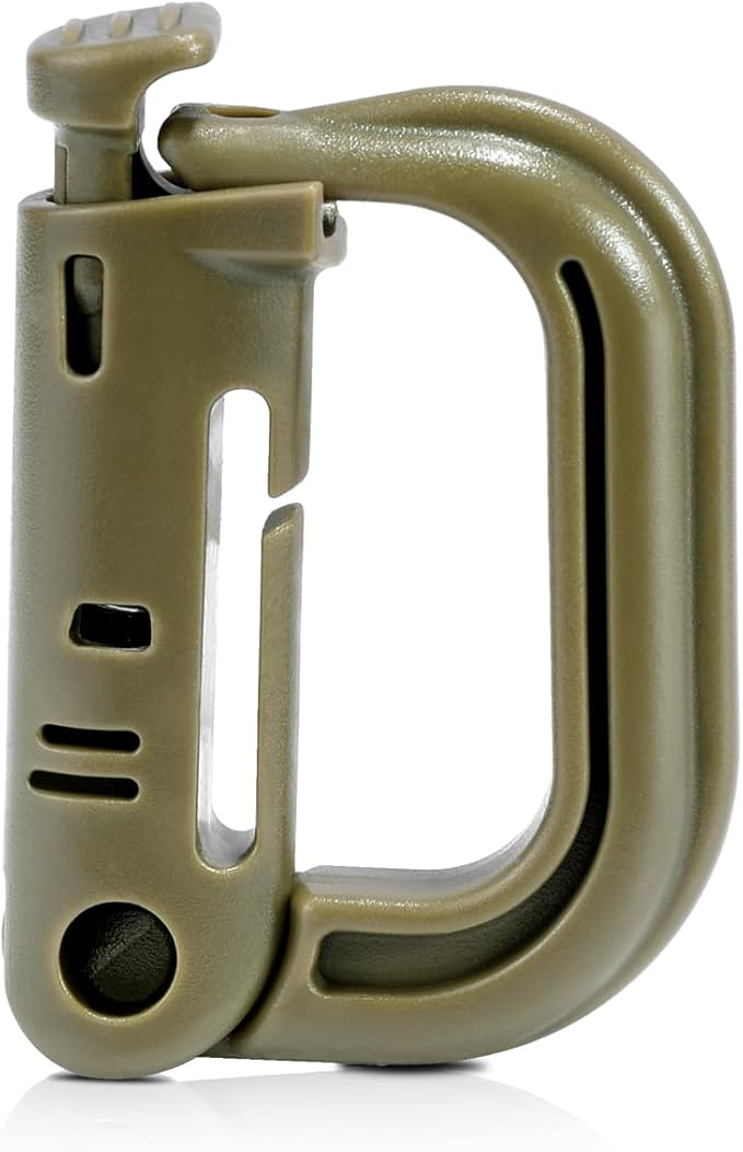 6 Pack 2.12“ Tactical Locking D Ring Plastic Carabiner Backapck Molle Hook Clip for Webbing Straps Bag