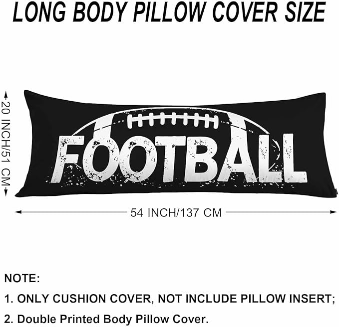 Outdoor Pillows Body Pillow Cover American Football USA Soccer Lumbar Body Pillow Case Protector Body Cushion Covers Bed Body Pillowcases for Bedroom,Couch,Sofa 20"X54" Black