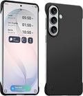 GRECAZO Slim Borderless for Samsung Galaxy S26 Plus Phone Case 6.7"(2026) Ultra-Thin Lightweight Frameless Matte Hard PC Cover Case with Pull Ring Minimalist Non Slip Rope-Black