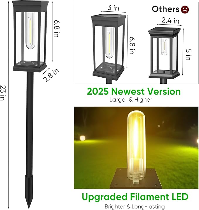 8 Pack Solar Pathway Lights Outdoor,IP65 Waterproof - Bright Solar Lights Outdoor,Auto On/Off Pathway Lights Solar Powered,Solar Path Lights for Walkway Driveway Garden