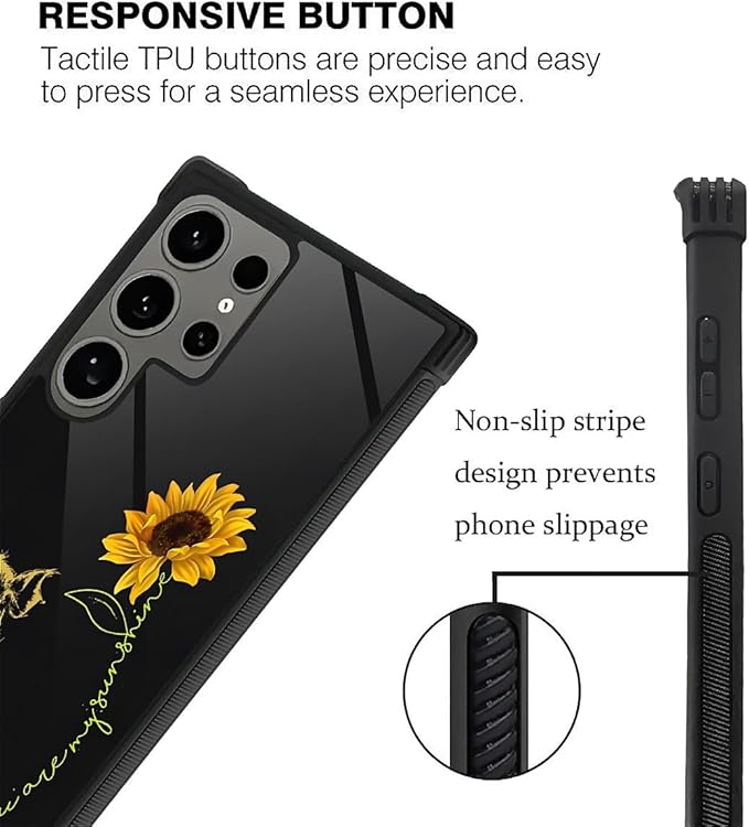 for Samsung Galaxy S24 Ultra Case, Pig Sunflower Yellow Sunshine Pattern Graphic Design Girl Boy Soft Silicone Hard Acrylic Shock Protection for Samsung Galaxy S24 Ultra