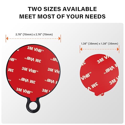 APPS2Car 3M Adhesive Pads-2pcs 70mm Round & 6pcs 35mm (1.38 inches) Round, 70mm Dashboard Pad Mounting Disk for Car Suction Cup, 1.38" VHB Sticky Tape for Phone Collapsible Grip & Stand