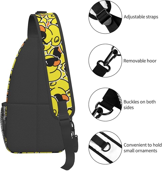 Cartoon Duck Sling Bag For Women Men Cute Yellow Duck Backpack Crossbody Shoulder Bag Sling Backpack Chest Bag Travel Hiking Casual Sport Daypack