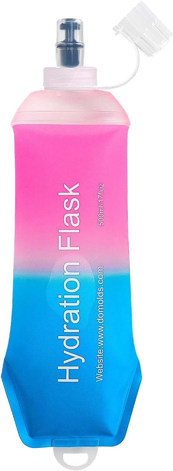 500ml Soft Flask Soft Water Bottle for Running, Hiking, Travelling, Cycling and Climbing - TPU Material - Gradient Pink