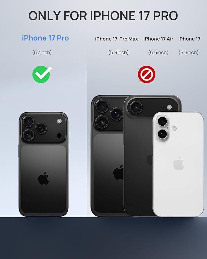 Lanhiem Magnetic for iPhone 17 Pro Case, IP68 Waterproof, Dustproof, Compatible with Magsafe, Built-in Screen Protector, Full Body, Heavy Duty, Rugged Phone Cover, 6.3 inch, Blue