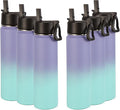 Volhoply 24oz Insulated Water Bottle With Straw Bulk 6 Pack,Metal Wide Mouth Water Bottles With Handle Keep Cold,Reusable Double Wall Cups,Powder Coated Sport Bottle For Holder(Purple Blue,6 Count)