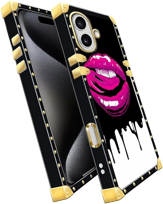for iPhone 17 Case Luxury Golden Decoration for Girl Women Soft TPU Shockproof Protective Hard PC Back for iPhone 17 Crazy Pattern Black White Red Slap Sexy
