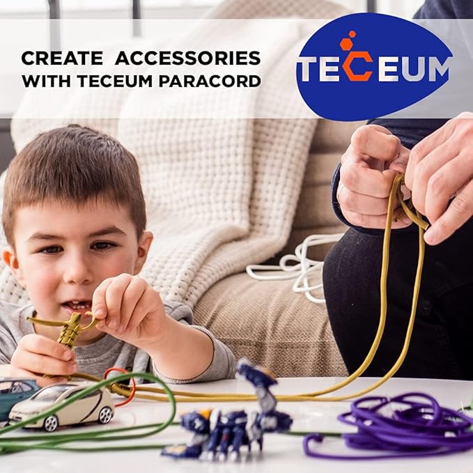 TECEUM Reflective Paracord Rope 1000 – 1000ft/200ft/100ft/50ft – 40+ Colors – Glow in The Dark – para Cord – Utility Rope for Survival, Hunting & Camping Gear – Nylon String, Camping Rope, Tent Cord