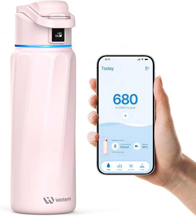 BOOST Smart Water Bottle with Reminder & Tracker, Double Wall Vacuum Insulated Bottles Stainless Steel, 32oz BPA-Free Wide Mouth for School, Gym, Office, Ideal for Mother's Day