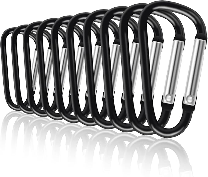 Carabiner Clips, Upins Aluminum Locking Spring Hook Keychain D Shape Heavy Duty Buckle Pack Carabiners Clip Lock Snap Hooks Backpack Clip
