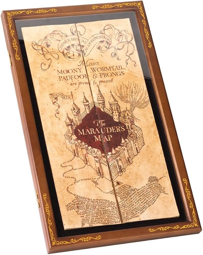 The Noble Collection Harry Potter The Marauder's Map Display Case - Elegant Wooden Case for Marauder's Map - Film Set Movie Props Gifts