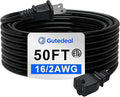 Extension Cord 50 Ft-2 Prong Outdoor Extension Cord,16AWG 13A 1625W Waterproof Extension Cable for Garden, Lawn, Outdoor Power Tools（Black）
