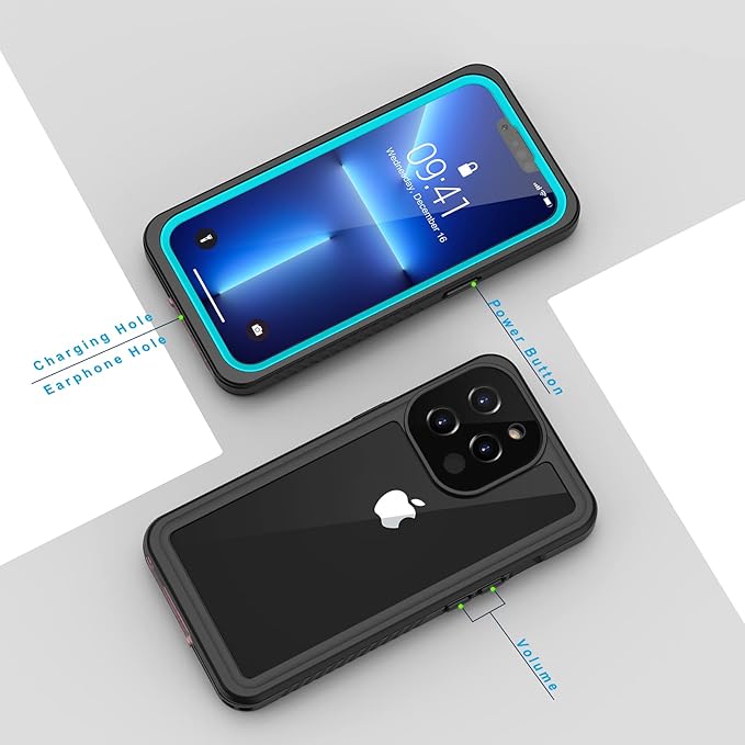 Lanhiem for iPhone 13 Pro Max Case, IP68 Waterproof Dustproof Shockproof Cases with Screen Protector, Full Body Protective Front and Back Cover for iPhone 13 Pro Max - 6.7 inch (Blue)