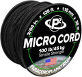 Paracord Planet Micro Paracord – Thin Braided Cord for Crafting, Fishing, and DIY Projects in 125 ft Spools – Black