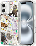 MOSNOVO Case for iPhone 16, [Buffertech 6.6ft Military-Grade Drop Protection] [Anti Peel Off Tech] Clear TPU Bumper Phone Case Cover Design - Space Cat