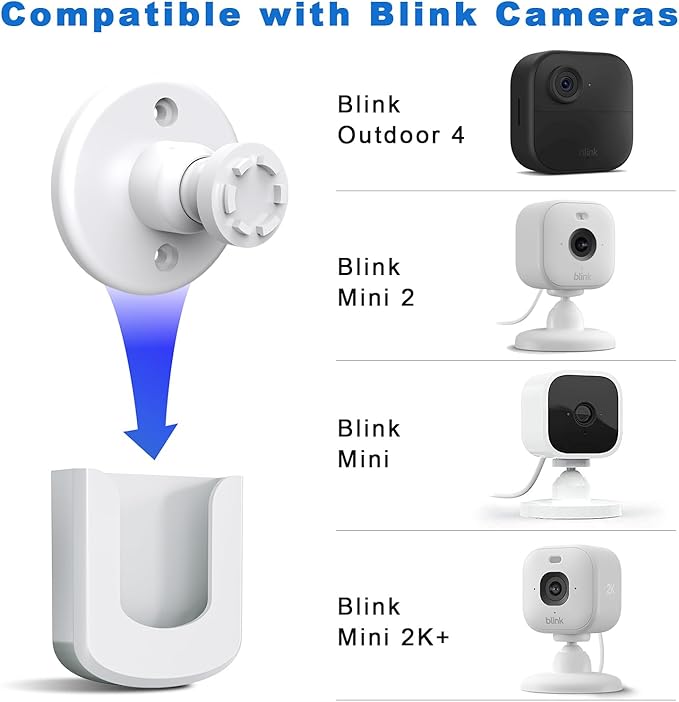 No Drill No Screw Blink Mini Camera Mount, Strong Adhesive Camera Wall Mount for Blink Mini/Mini 2 /Mini 2K+/Blink Outdoor 4 Camera, Easy to Install Blink Indoor Mount,White (3Pack)