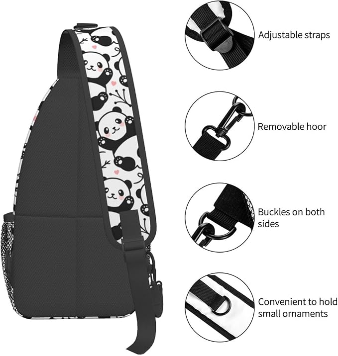 Cute Panda Sling Bag For Women Men Funny Backpack Crossbody Shoulder Bag Sling Backpack Chest Bag Travel Hiking Casual Sport Daypack