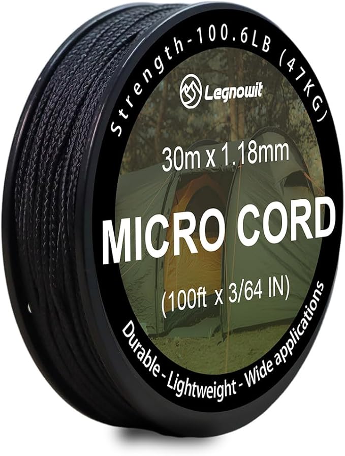 Micro Paracord, 1.18mm x 100ft Thin Mini Utility Braided Small Paracord for Crafting, DIY Project, Camping and More