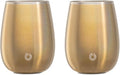 SNOWFOX Premium Vacuum Insulated Stainless Steel Grand Pinot Wine Glass, Chilled Wine Stays Icy Cold, Stemless Cocktail Glasses, Elegant Home Entertaining, Classic Barware, 12oz, Shimmer Gold