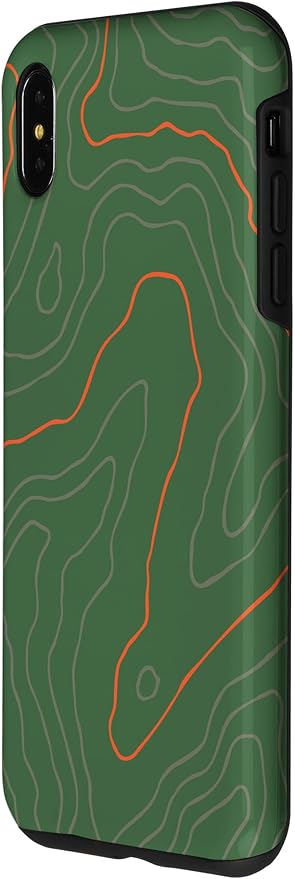 Backcountry Topo Guide Orange Lines Topographical Map Case for iPhone XS Max