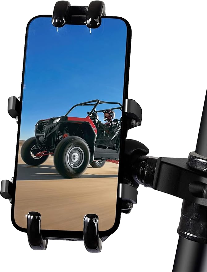 ZIDIYORUO UTV Phone Holder, Aluminum Alloy Heavy Duty Cell Phone Mount for UTV/SXS,360° Adjustable Mounting Bracket Fits 1.75”-2” Roll Cage, 8 Claws Tightly Hold iPhones or 4.7”-7.1" Devices