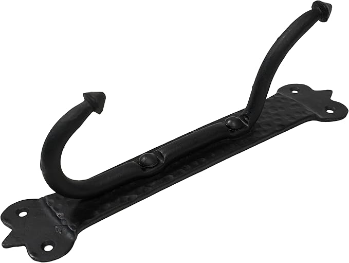 Mystic Colonial Solid Cast Iron Coat Hook – Large Vintage Victorian, Gothic, Steampunk, Baroque, Medieval Wall Hook for Hanging Coats, Robes, Hats & More, Heavy Duty Black