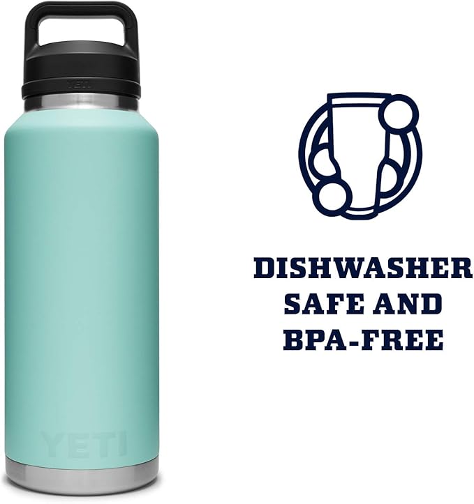 YETI Rambler 46 oz Bottle, Leakproof, Vacuum Insulated, Stainless Steel with Chug Cap, Seafoam