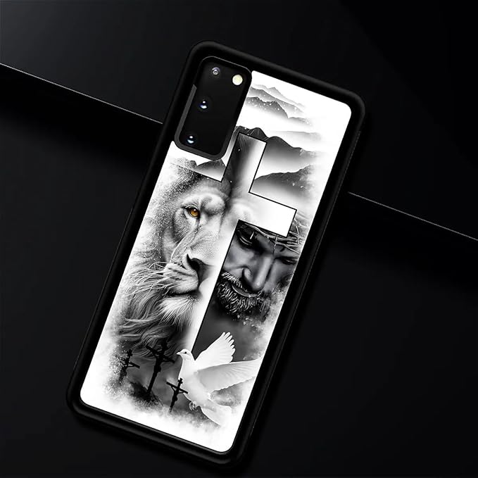 for Samsung Galaxy S20 Case, Lion Cross Jesus Christ Dove Pattern Graphic Design Girl Boy Soft Silicone Hard Acrylic Shock Protection for Samsung Galaxy S20